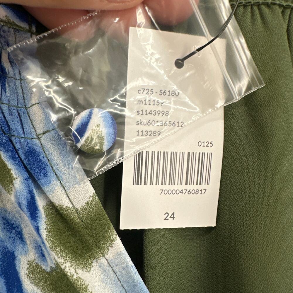LANE BRYANT NWT Smocked Neck Waist Blue Green Midi Dress // 24 - Picture 9 of 15